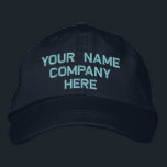 Custom Text Name Hat Embroidered Cap Your Colours<br><div class="desc">Choose Fonts and Colours - Design Your Own Easy Personalised Promotional Business Embroidered Baseball Hats with Custom Text - Add Your Text - Name - Company / Number / Letter / Slogan - Tagline / or Website , Phone , E-mail , Social Media Handle , Address , Logo - Photo...</div>