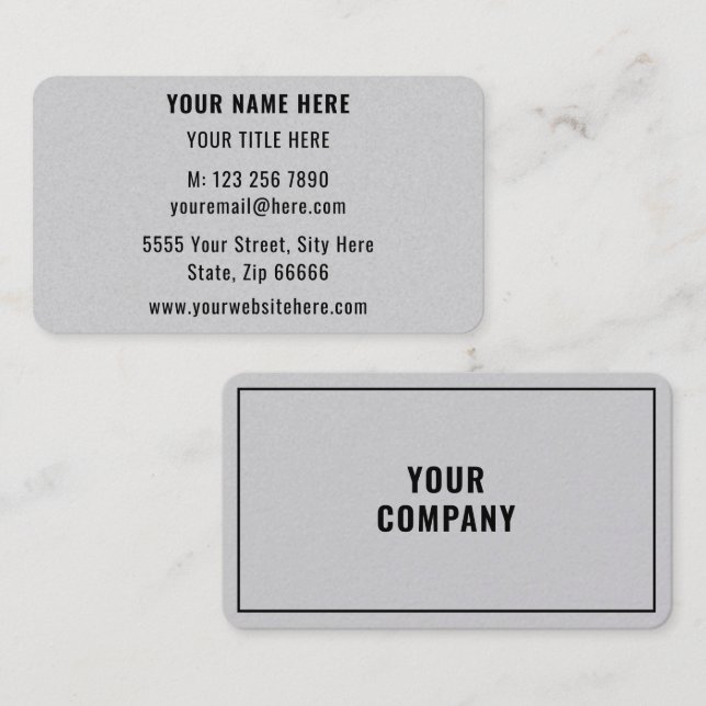Custom Text Name Info Business Card Your Colours (Front/Back)