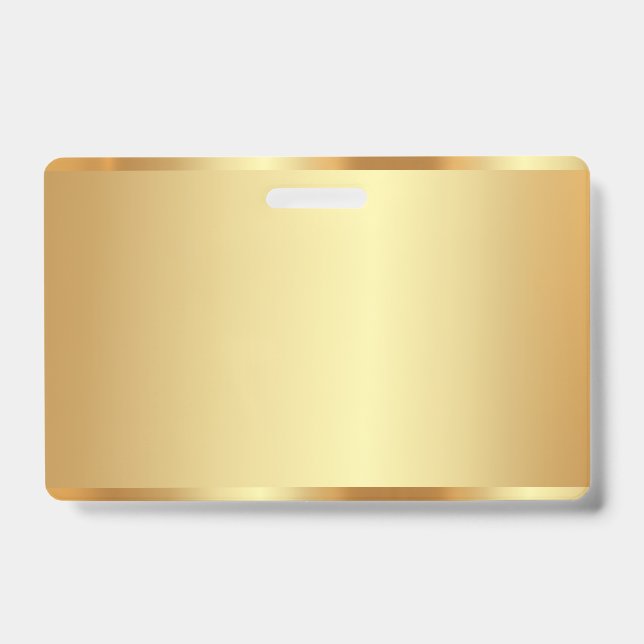 Custom Text Name Logo Name Gold Blank Background ID Badge (Front)