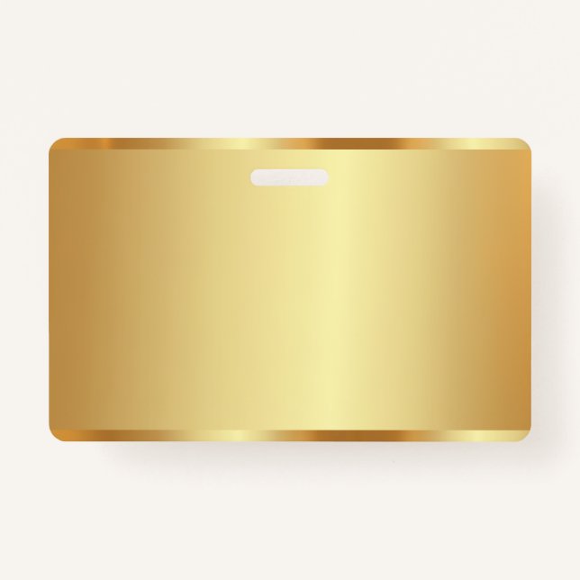 Custom Text Name Logo Name Gold Blank Background ID Badge (Front)