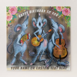 Custom Text Name Puzzle Happy Birthday Mouse Band