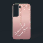 Custom Text Name Rose Gold Blush Glitter Drips Samsung Galaxy Case<br><div class="desc">Custom Text Rose Gold Blush Glitter Sparkle Drips Pink Wedding or Party Supplies / Gift - Add Your Unique Text / Name or Remove Text - Make Your Special Gift - Resize and move or remove and add text / elements with customisation tool. Design by MIGNED. Please see my other...</div>