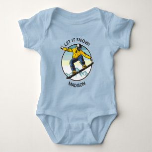 Custom text & name SNOWBOARDER clothing Baby Bodysuit