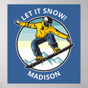 Custom text & name SNOWBOARDER poster