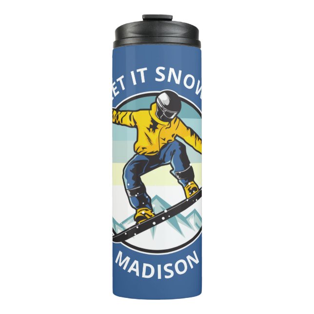 Custom text & name SNOWBOARDER Thermal Tumbler (Front)