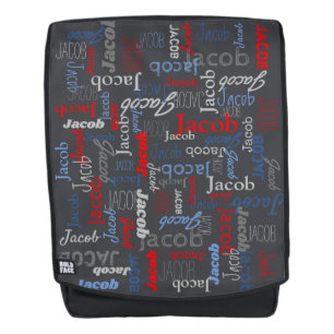 Custom text name typographic name Jacob Backpack