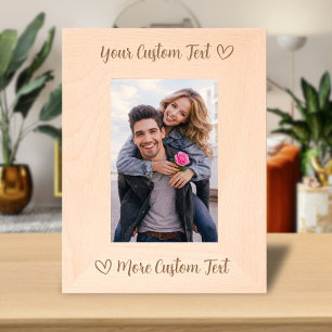 Custom Text Name Typography Script Heart Love Etched Frames