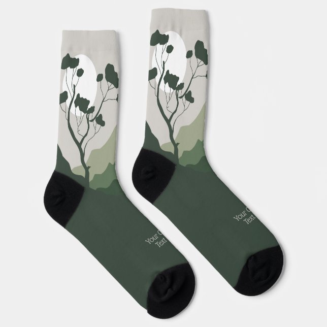 Custom Text Nature Illustration Socks (Right)