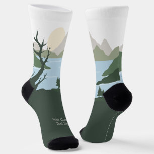 Custom Text Nature Illustration Socks
