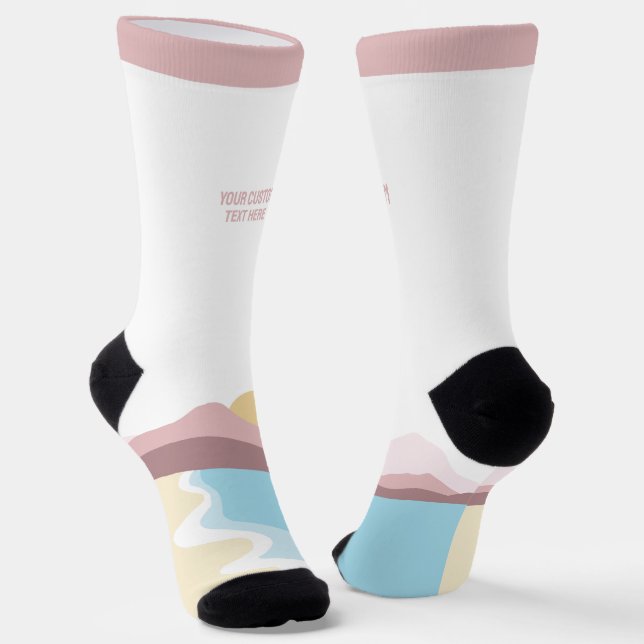 Custom Text Nature Illustration Socks (Angled)