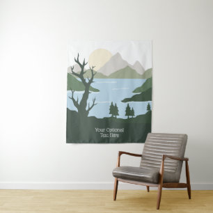 Custom Text Nature Illustration Tapestry