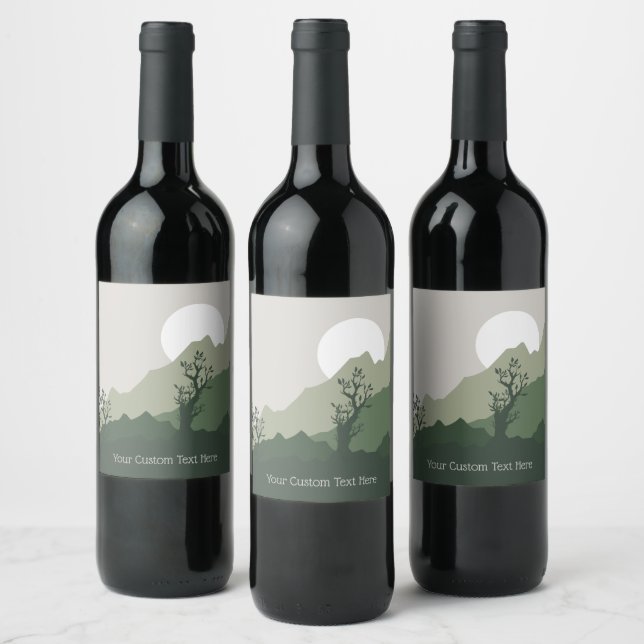 Custom Text Nature Illustration Wine Label (Bottles)