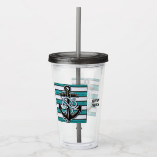 Custom Text Nautical Anchor Acrylic Tumbler