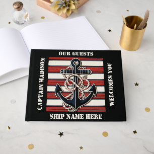 Custom Text Nautical Anchor Guest Book