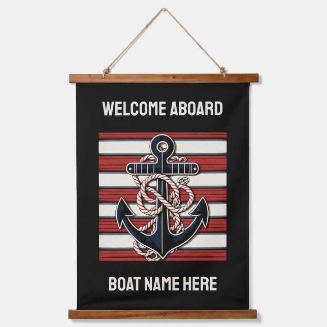 Custom Text Nautical Anchor Hanging Tapestry (Front)