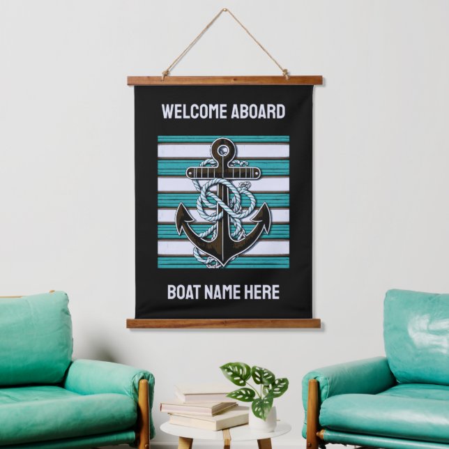 Custom Text Nautical Anchor Hanging Tapestry (Living Room)