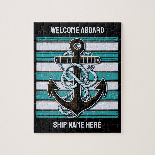 Custom Text Nautical Anchor Jigsaw Puzzle (Vertical)