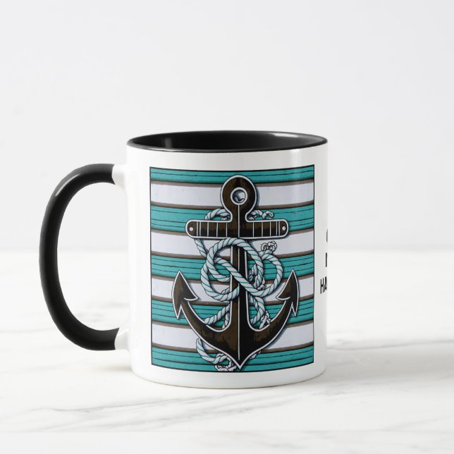 Custom Text Nautical Anchor Mug (Left)