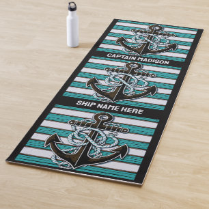 Custom Text Nautical Anchor Yoga Mat