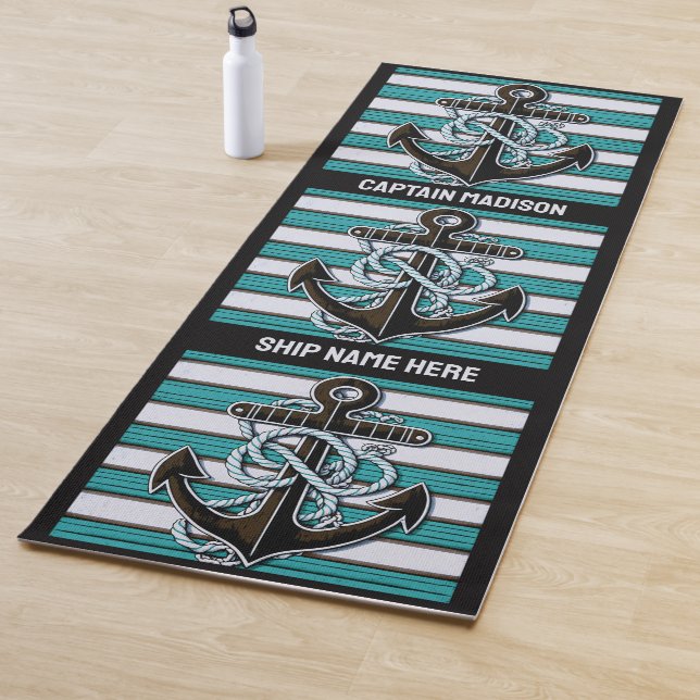 Custom Text Nautical Anchor Yoga Mat (In Situ)