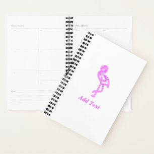 Custom text neon pink flamingo business logo planner