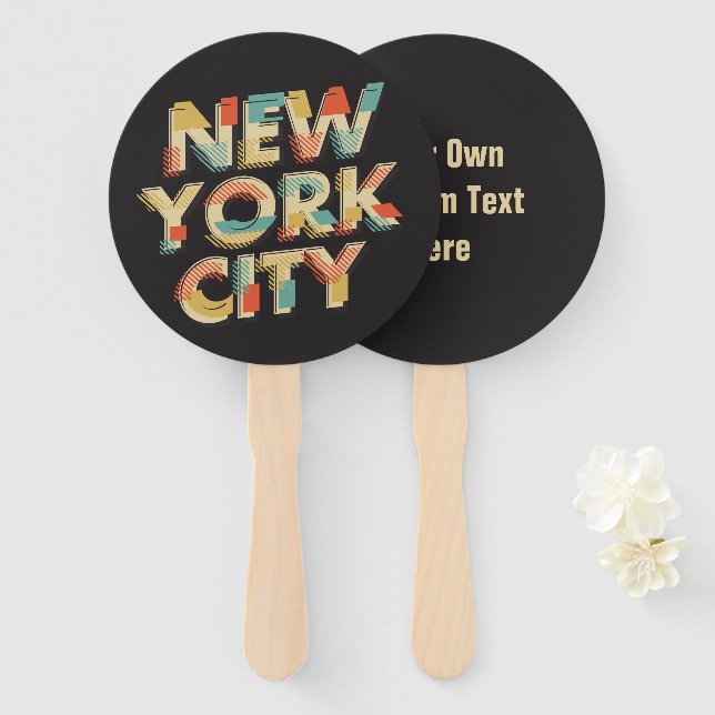 Custom text New York City hand fans (Front and Back)
