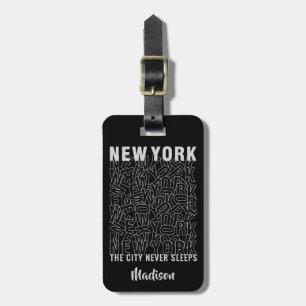 Custom text New York Typography luggage tag