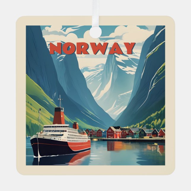 Custom Text Norway Metal Tree Decoration (Front)