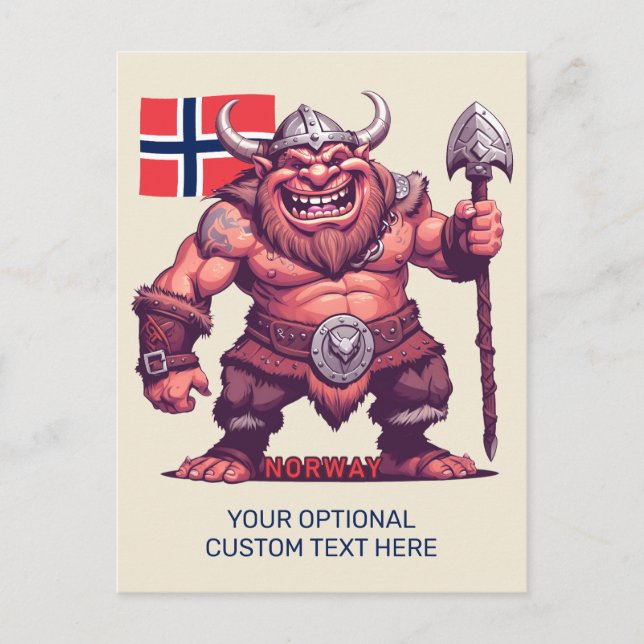 Custom Text Norwegian Troll Postcard (Front)