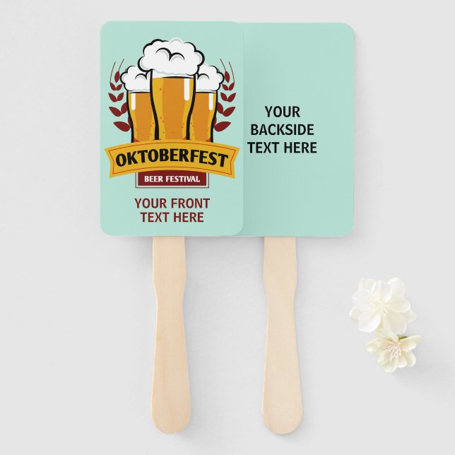Custom text Oktoberfest hand fan set (Front and Back)
