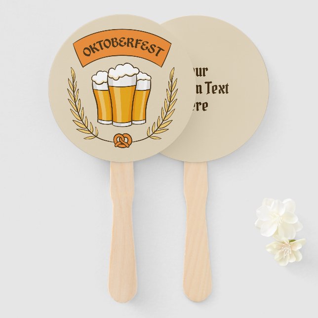 Custom text Oktoberfest hand fan set (Front and Back)