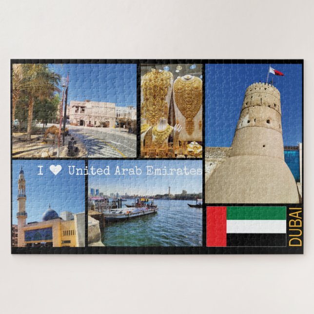 Custom text,  old Dubai, Deira Jigsaw Puzzle (Horizontal)