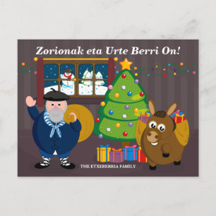 Custom text, Olentzero Navidad / Christmas scene: Holiday Postcard