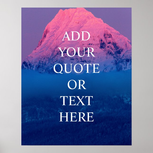 Custom Text Ombre Mountain Inspirational Quote  Poster (Front)