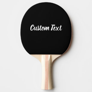 Custom Text on Black with White Script Ping Pong Paddle