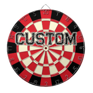 Custom Text on Retro Red, Black, Cream Beige Colou Dartboard