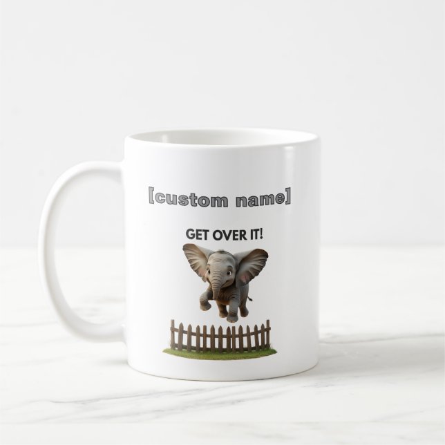 Custom Text or Name Flying Elephant Mug  (Left)
