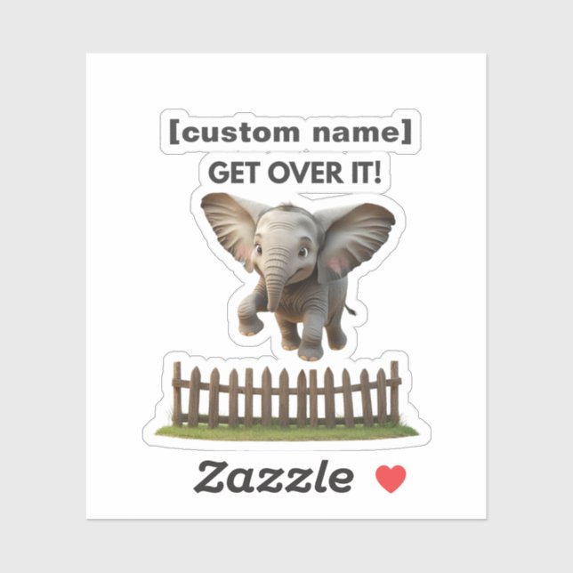 Custom Text or Name Flying Elephant  Stickers (Sheet)