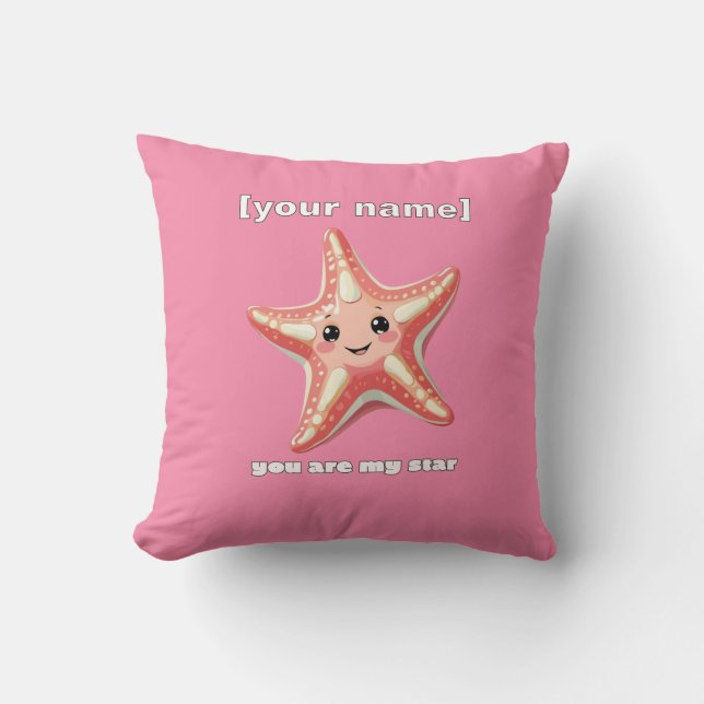 Custom Text or Name Starfish Design Cushion (Front)