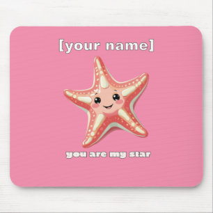 Custom Text or Name Starfish Design Mouse Pad