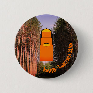 Custom text Orange Retro Camping Canteen Button