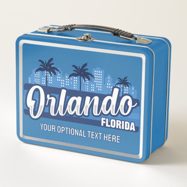 Custom Text Orlando Florida Metal Lunch Box (Front)