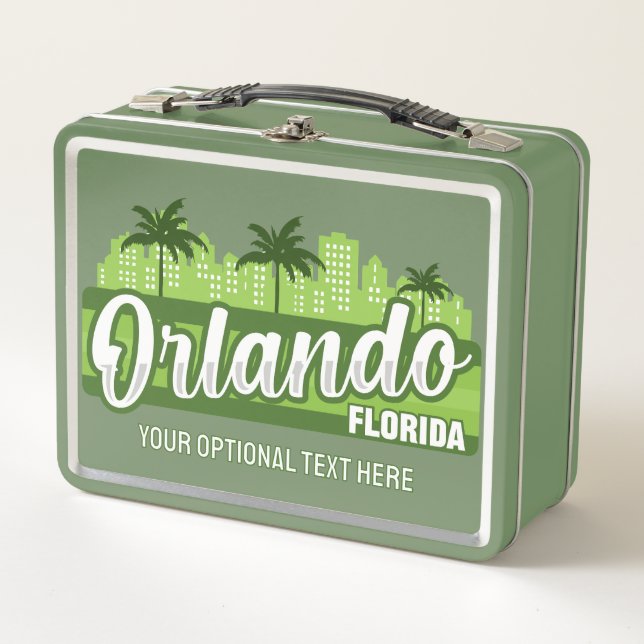 Custom Text Orlando Florida Metal Lunch Box (Front)