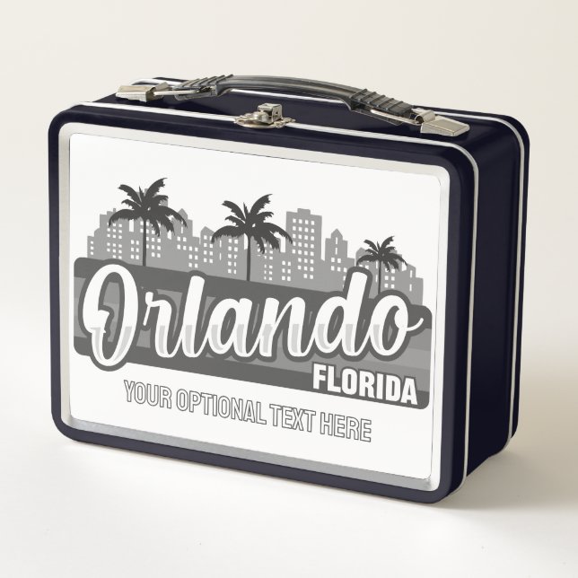 Custom Text Orlando Florida Metal Lunch Box (Front)