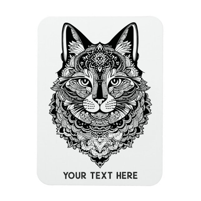 Custom Text Ornamental Cat Magnet (Vertical)