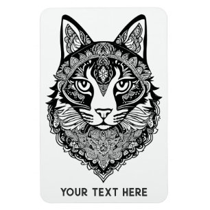 Custom Text Ornamental Cat Magnet