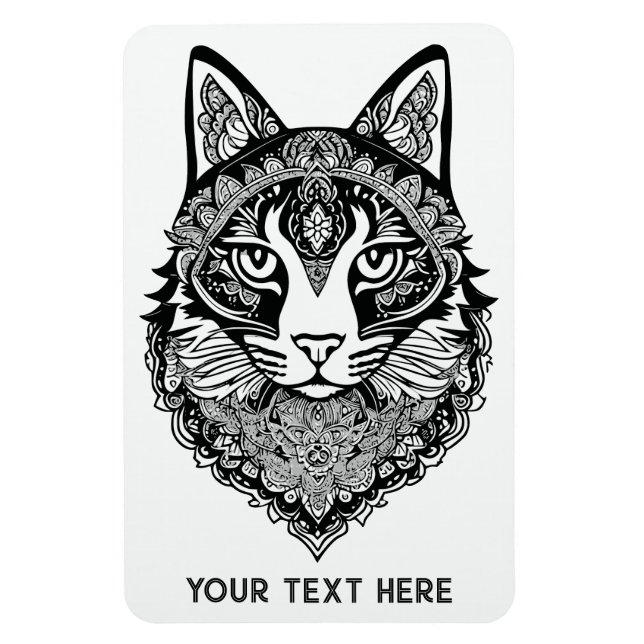 Custom Text Ornamental Cat Magnet (Vertical)