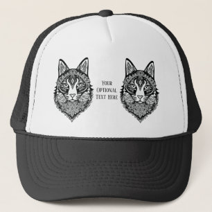 Custom Text Ornamental Cat Trucker Hat
