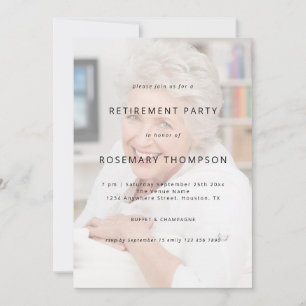 Custom Text Overlaid on Photo Retirement Party Invitation