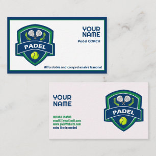 🎾Custom text, Padel Coach Business Card